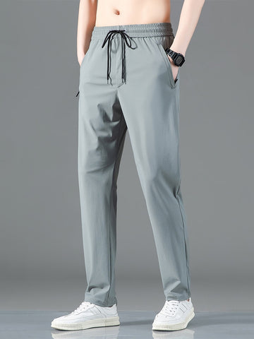 Summer Zip Pockets Men's Sweatpants Breathable Quick Dry Stretch Nylon Casual Track Pants Big Size Straight Sport Trousers 8XL